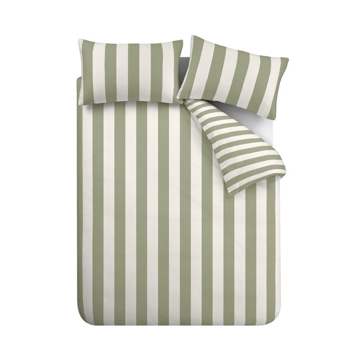 Catherine Lansfield Cove Stripe Duvet Cover Bedding Set Green