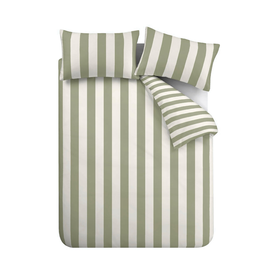 Catherine Lansfield Cove Stripe Duvet Cover Bedding Set Green