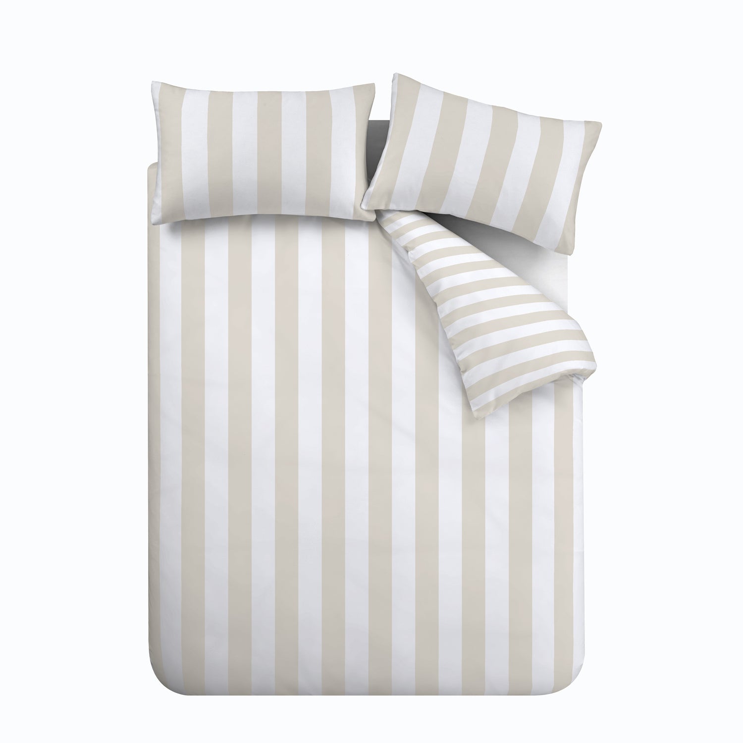 Catherine Lansfield Cove Stripe Duvet Cover Bedding Set Natural