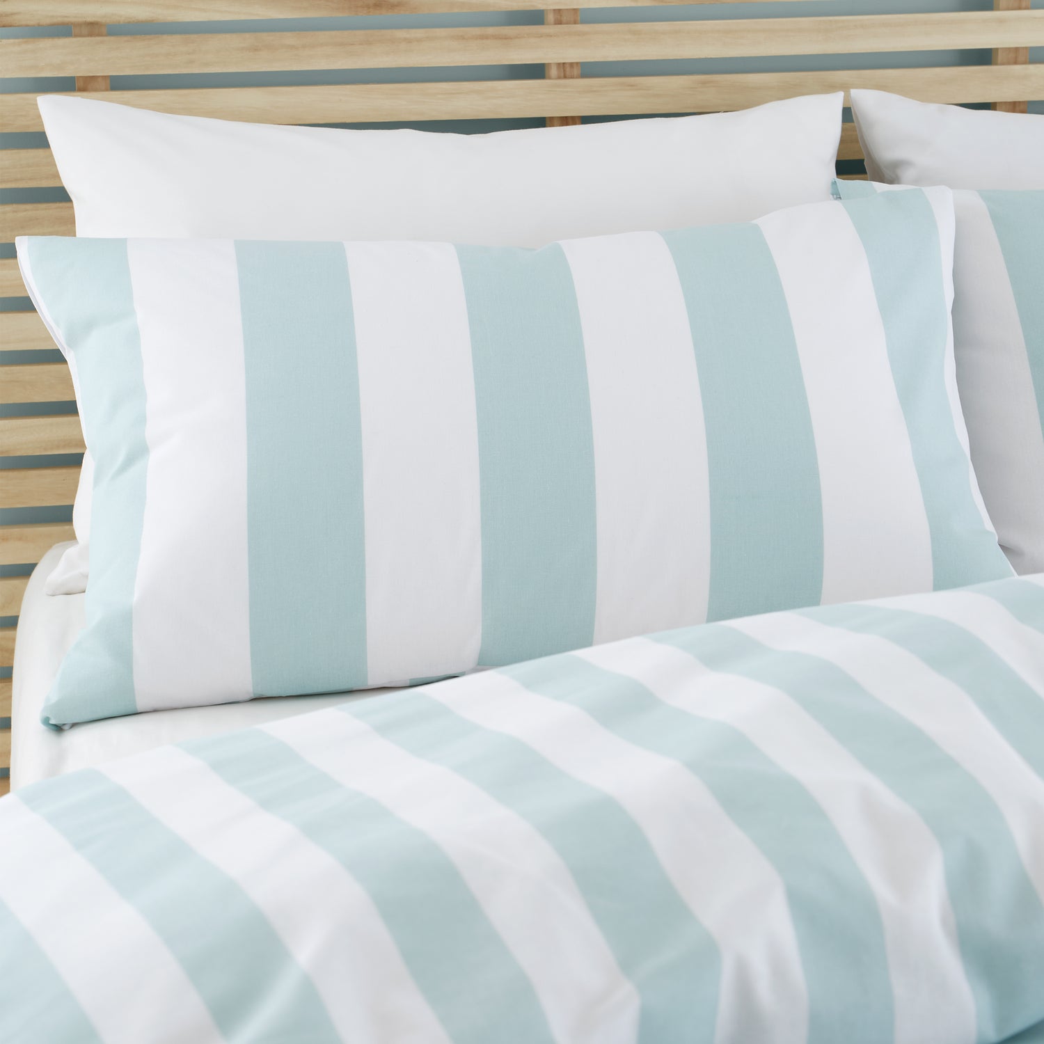 Catherine Lansfield Cove Stripe Duvet Cover Bedding Set Seafoam Blue