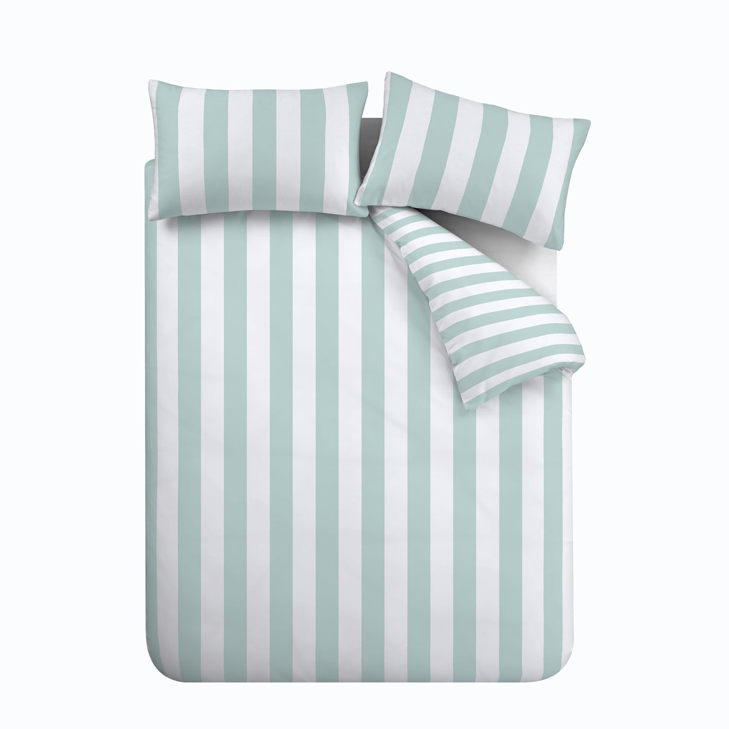 Catherine Lansfield Cove Stripe Duvet Cover Bedding Set Seafoam Blue