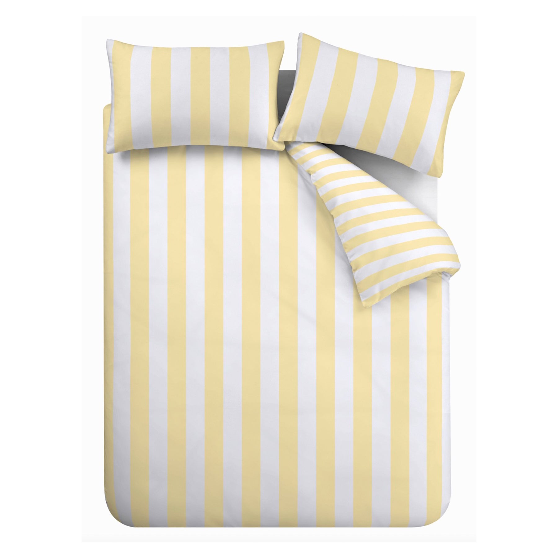 Catherine Lansfield Cove Stripe Duvet Cover Bedding Set Yellow