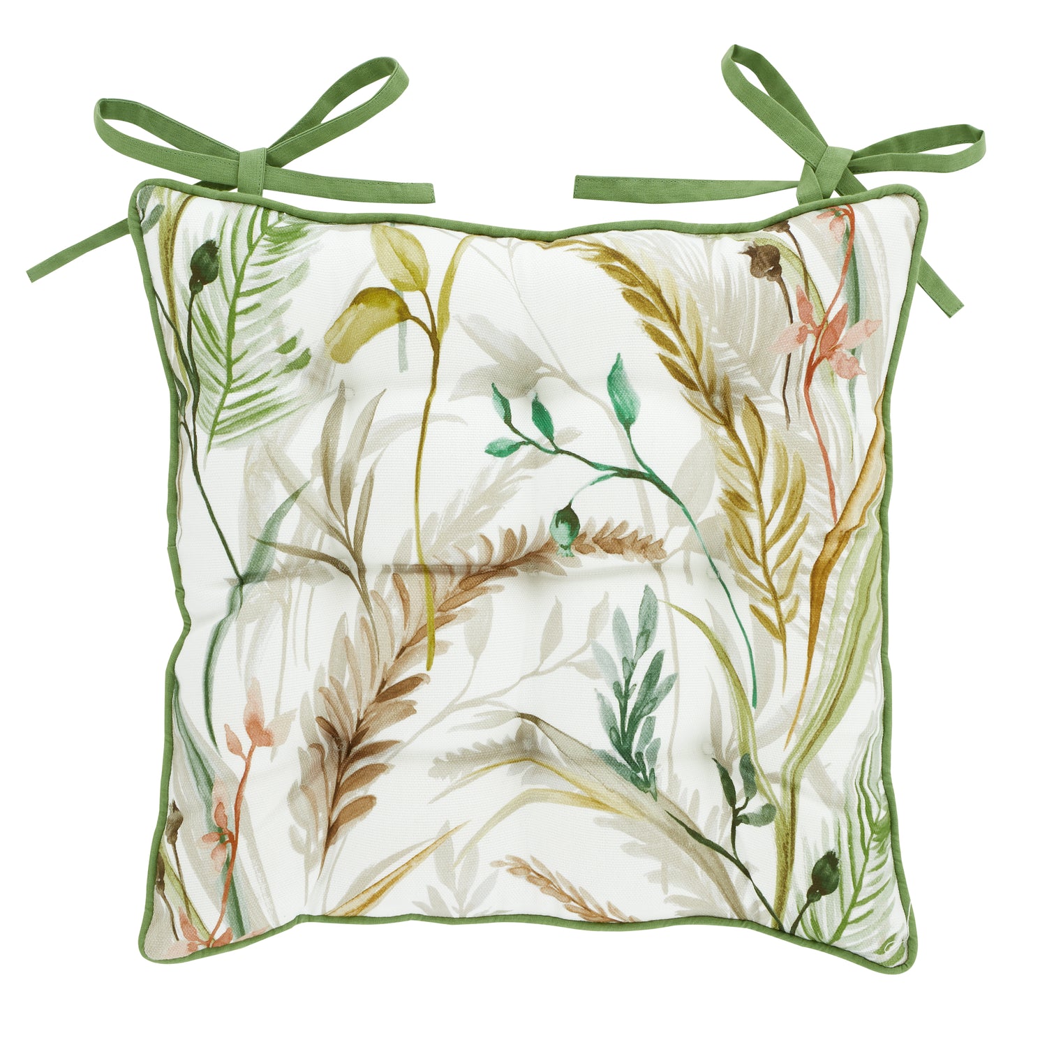 Royal Horticultural Society Ornamental Grasses Seat Pad Filled Cushion 40cm x 40cm Natural