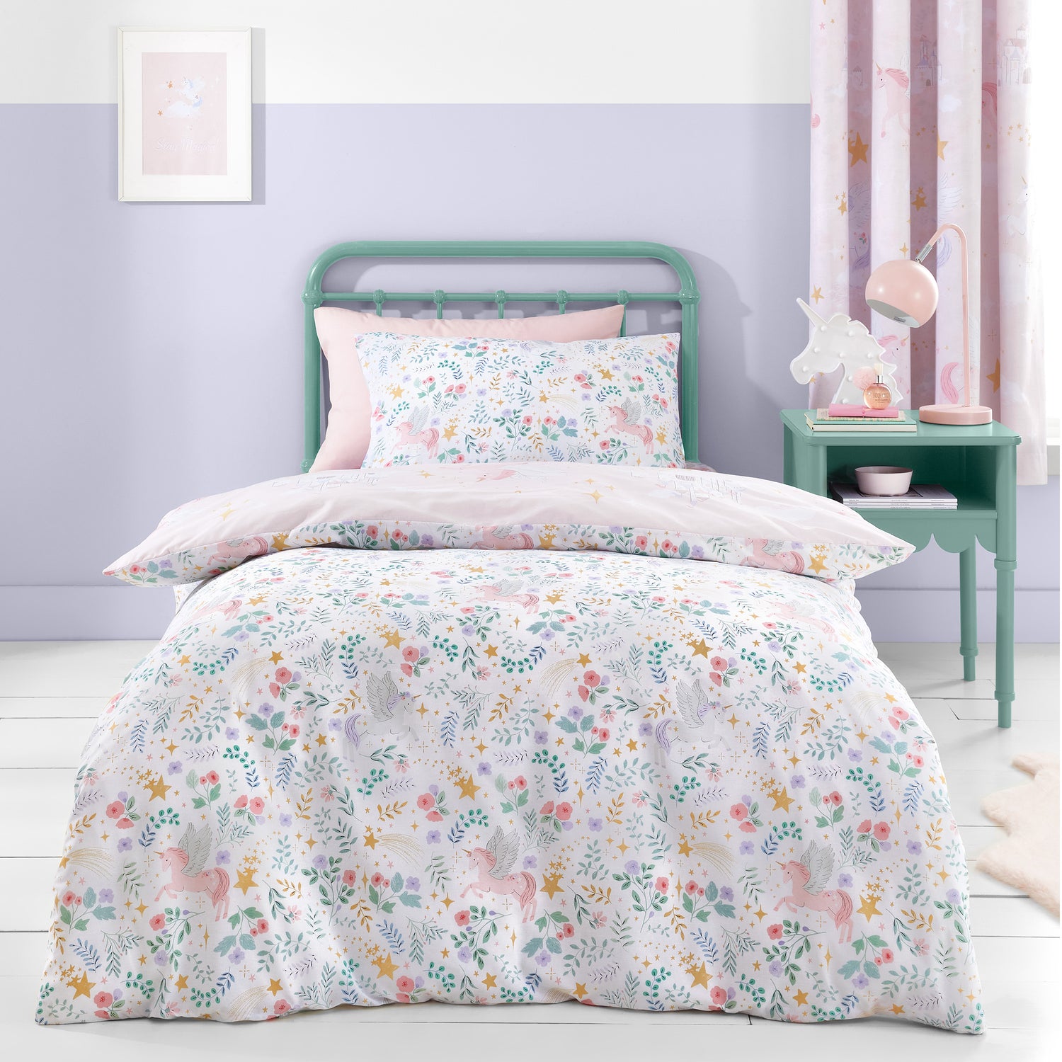Catherine Lansfield Fairytale Unicorn Duvet Cover Bedding Set Pink