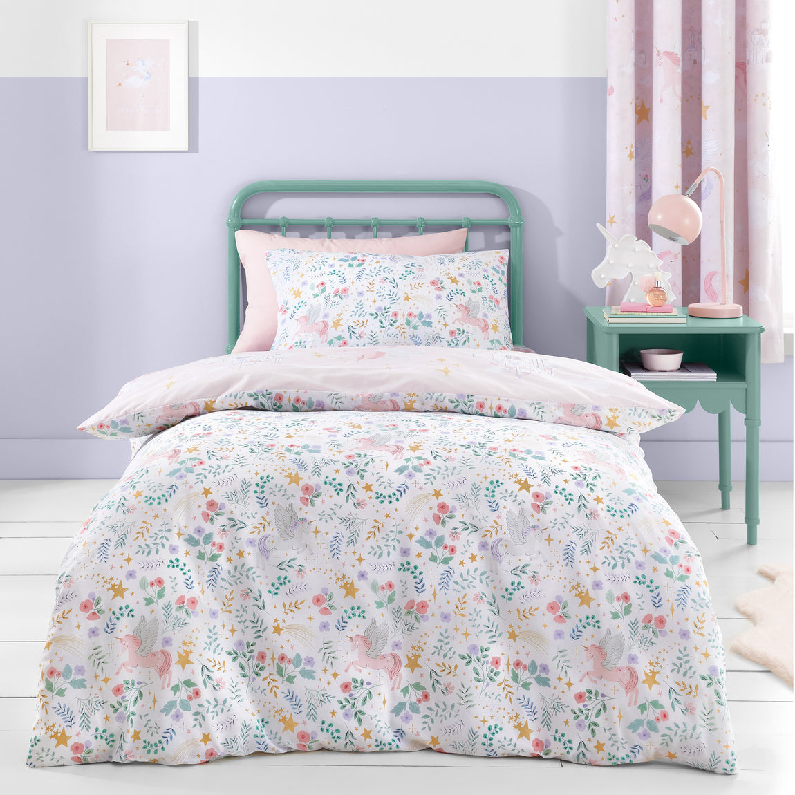 Catherine Lansfield Fairytale Unicorn Duvet Cover Bedding Set Pink