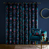 Catherine Lansfield Mya Tropical Birds Ready Made Eyelet Curtains Navy