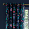 Catherine Lansfield Mya Tropical Birds Ready Made Eyelet Curtains Navy