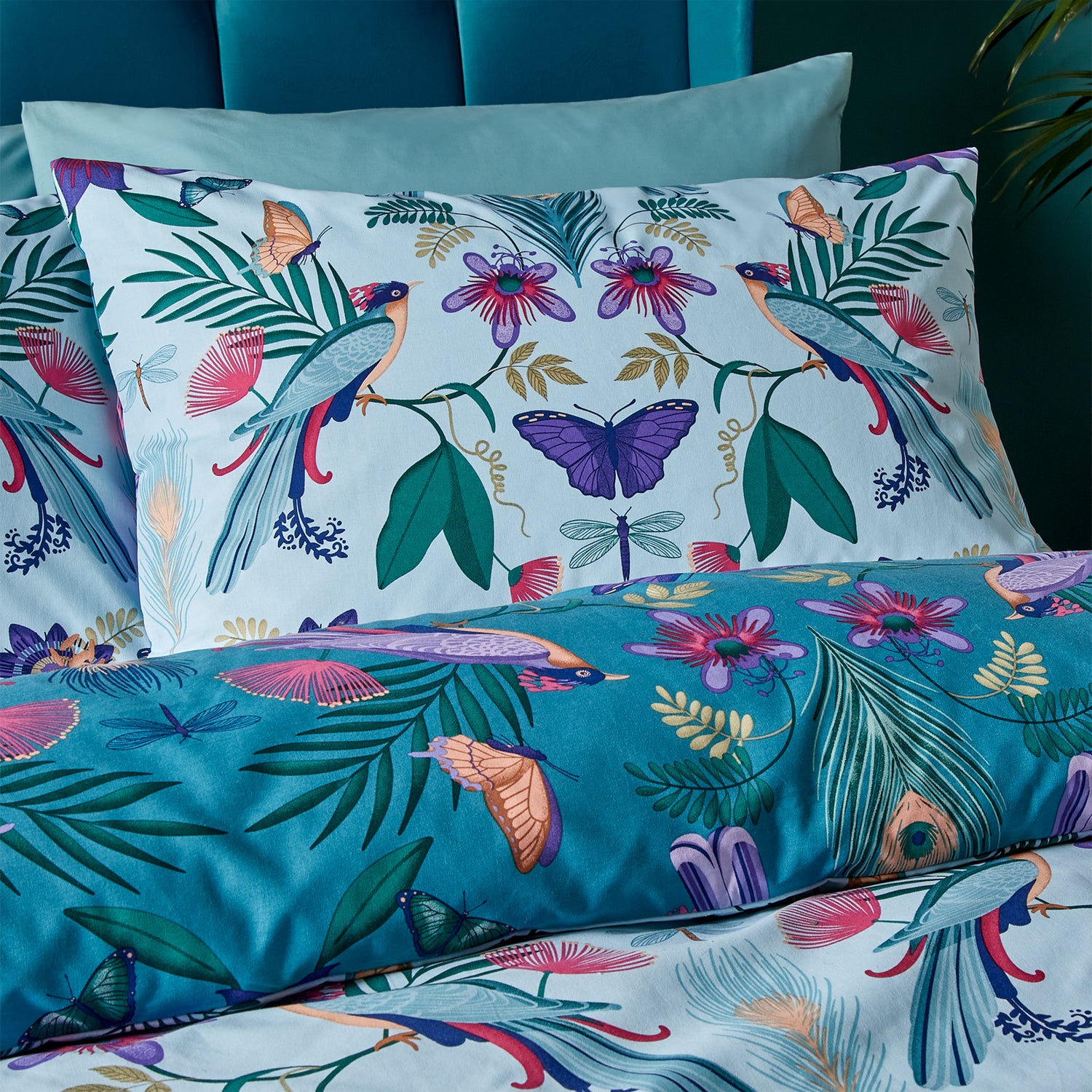 Catherine Lansfield Mya Duvet Cover Bedding Set Duckegg Blue