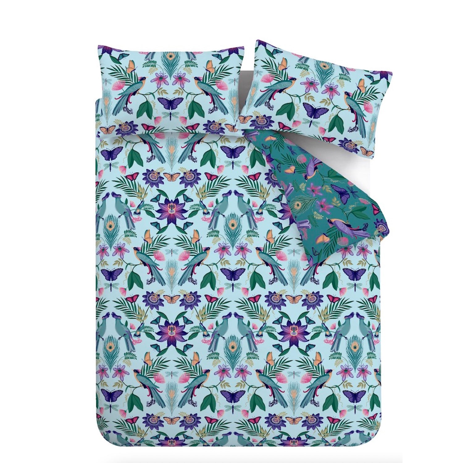 Catherine Lansfield Mya Duvet Cover Bedding Set Duckegg Blue