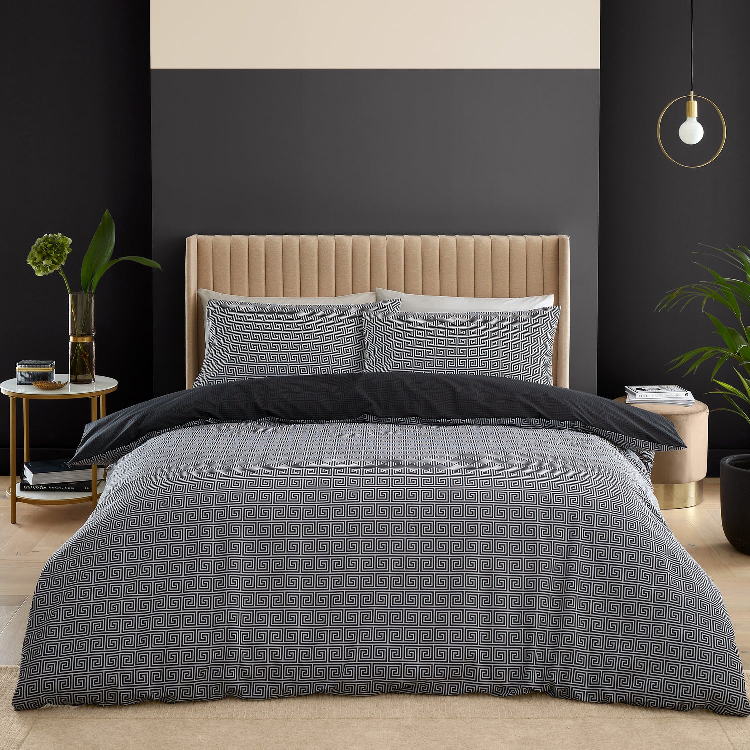 Catherine Lansfield Artemis Duvet Cover Bedding Set Black