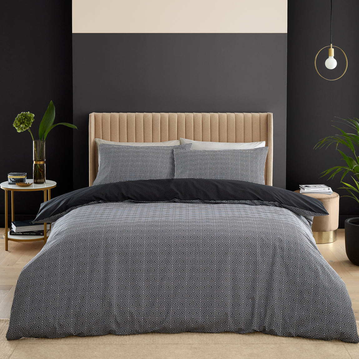 Catherine Lansfield Artemis Duvet Cover Bedding Set Black