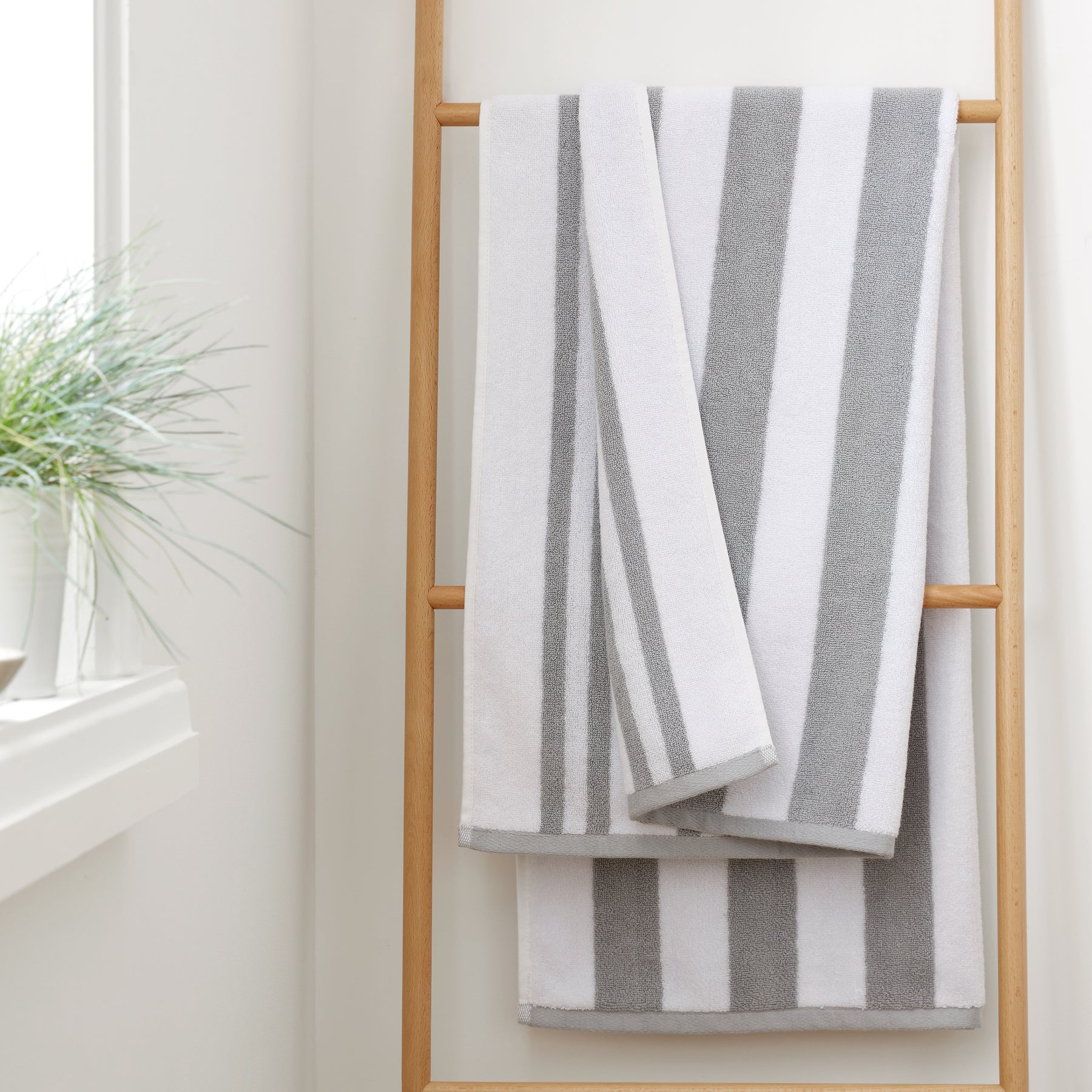 Bianca Reversible Stripe Jacquard Towels Grey