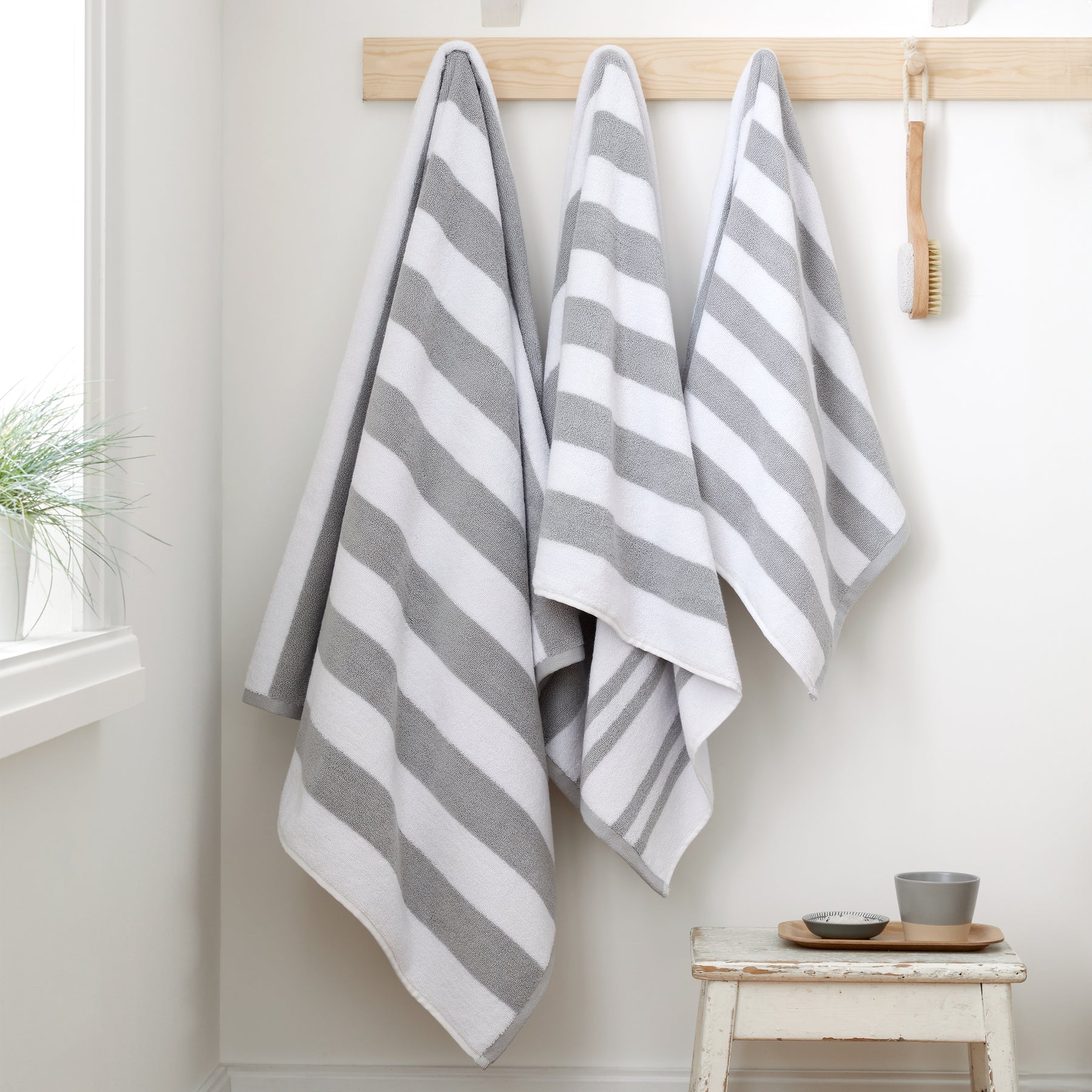 Bianca Reversible Stripe Jacquard Towels Grey