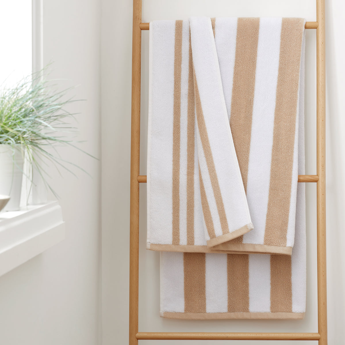 Bianca Reversible Stripe Jacquard Towels Natural