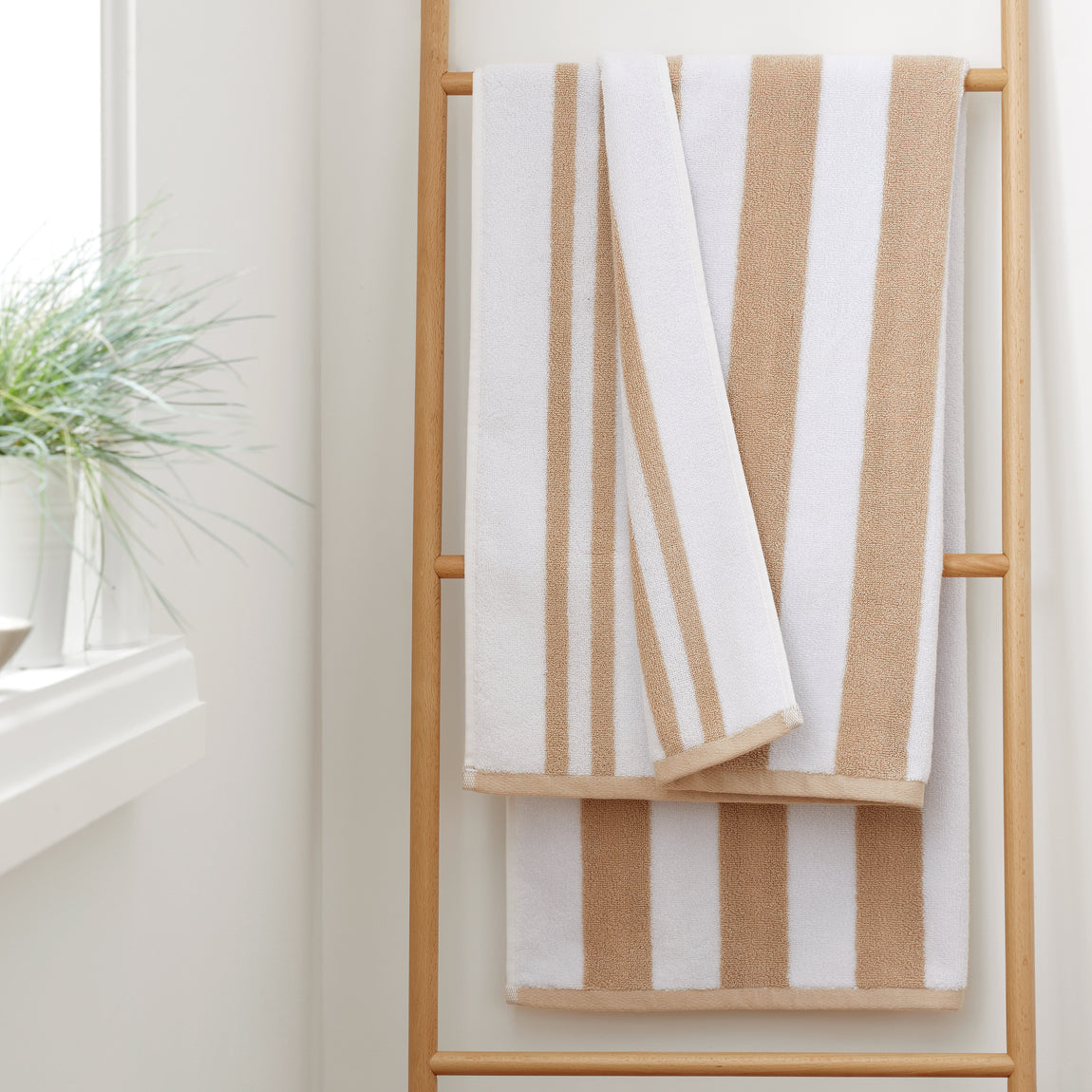 Bianca Reversible Stripe Jacquard Towels Natural