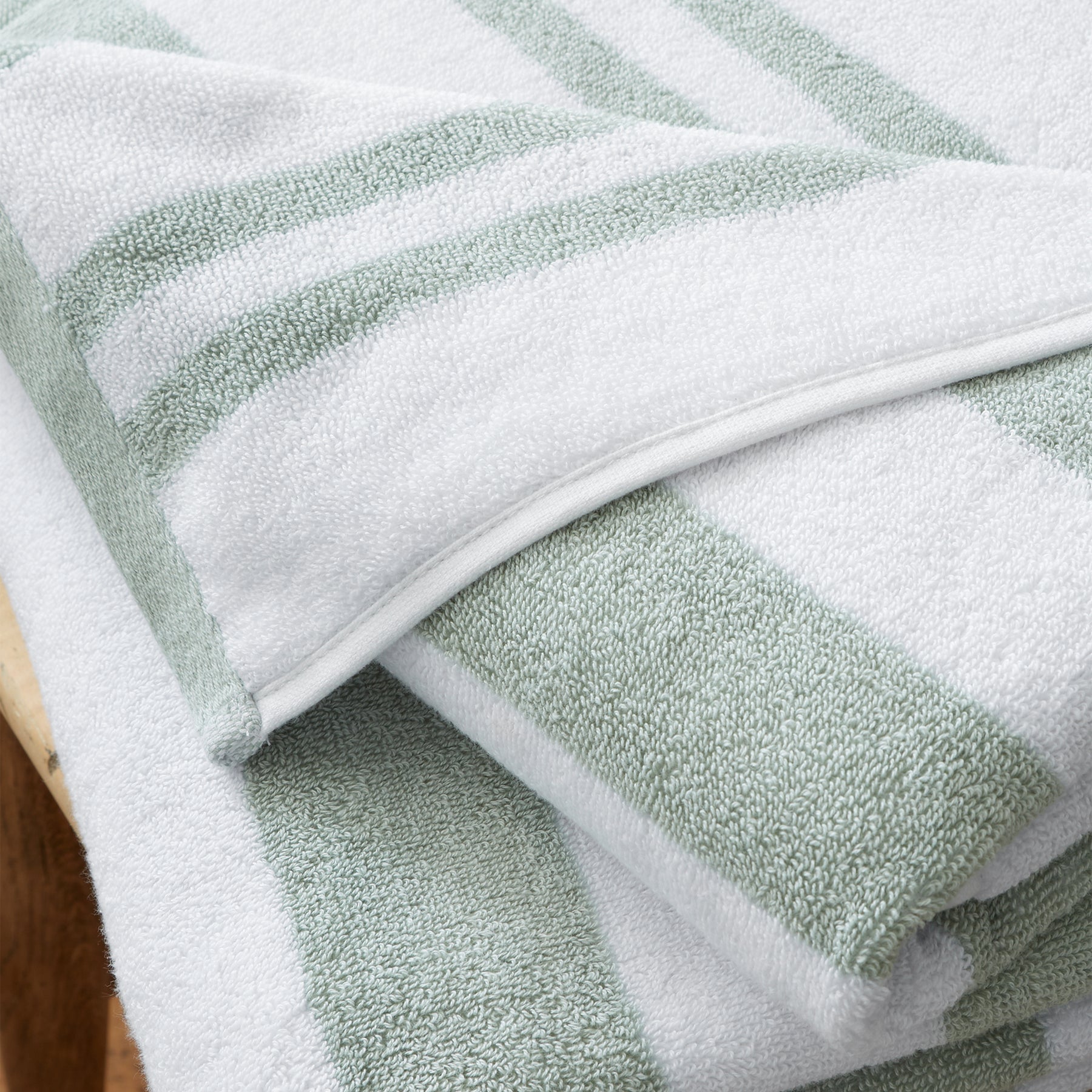Bianca Reversible Stripe Jacquard Towels Sage