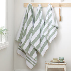 Bianca Reversible Stripe Jacquard Towels Sage