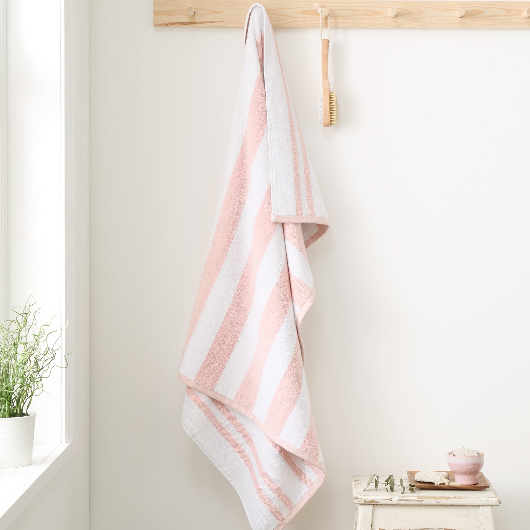 Bianca Reversible Stripe Jacquard Towels Blush