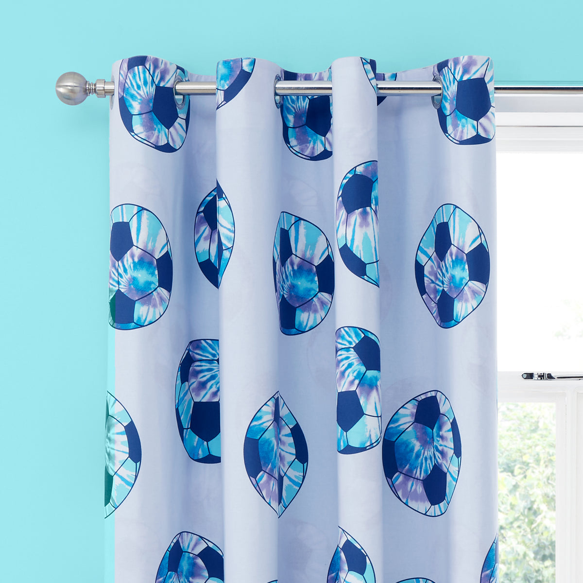 Catherine Lansfield Tie Dye Football Ready Made Eyelet Curtains Lilac