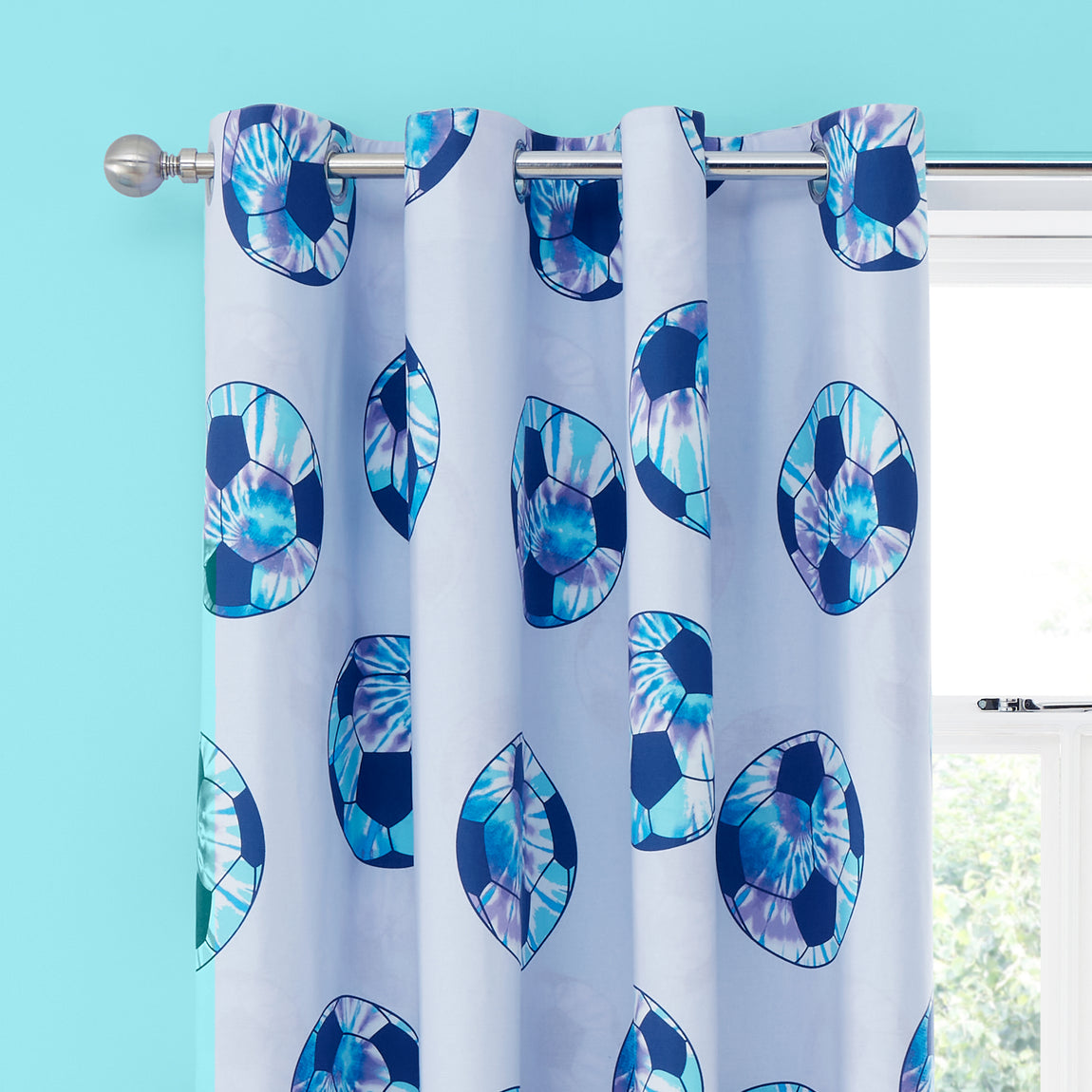 Catherine Lansfield Tie Dye Football Ready Made Eyelet Curtains Lilac