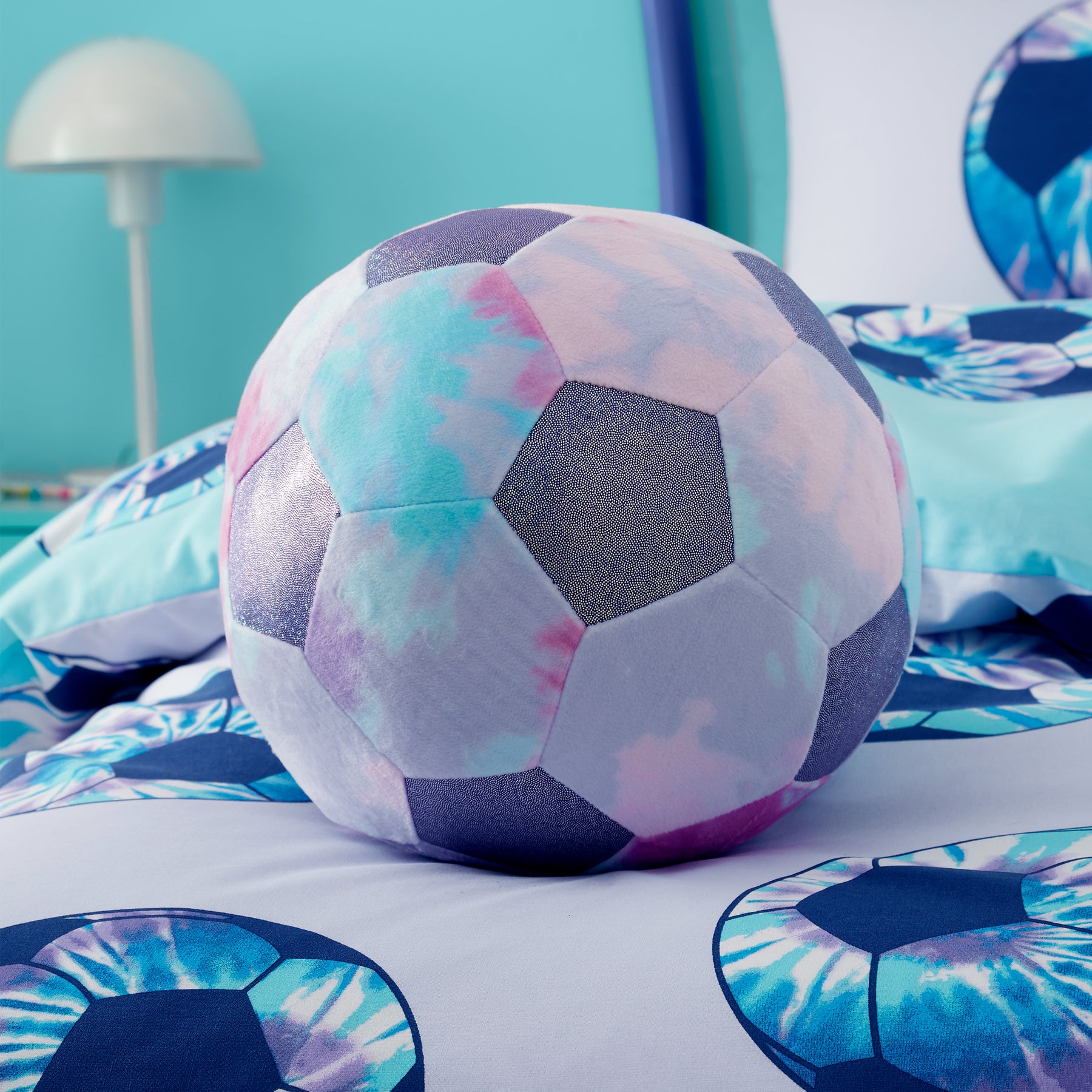 Catherine Lansfield Tie Dye Football Filled Cushion Lilac