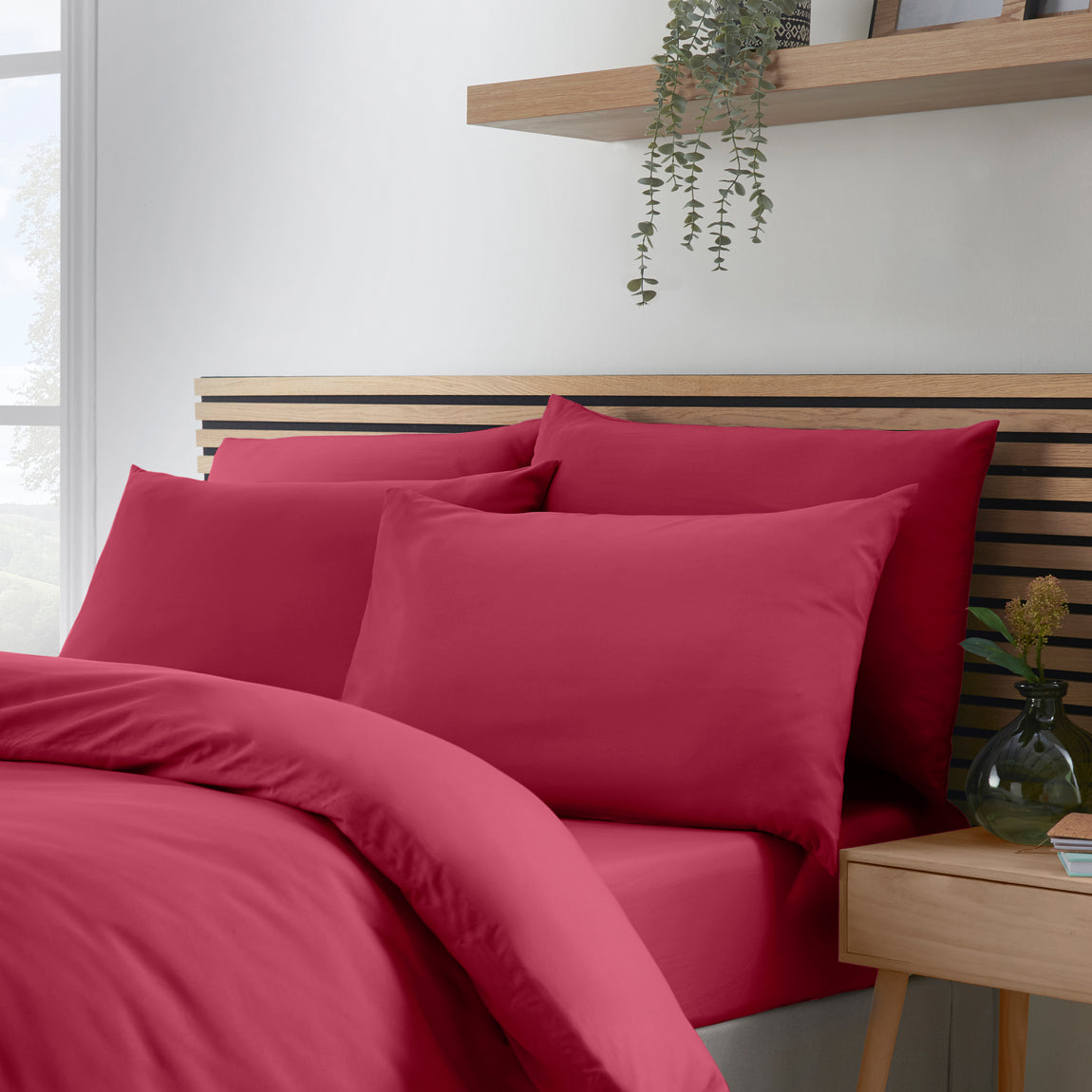 Catherine Lansfield So Soft Easy Iron Duvet Cover Bedding Set Hot Pink