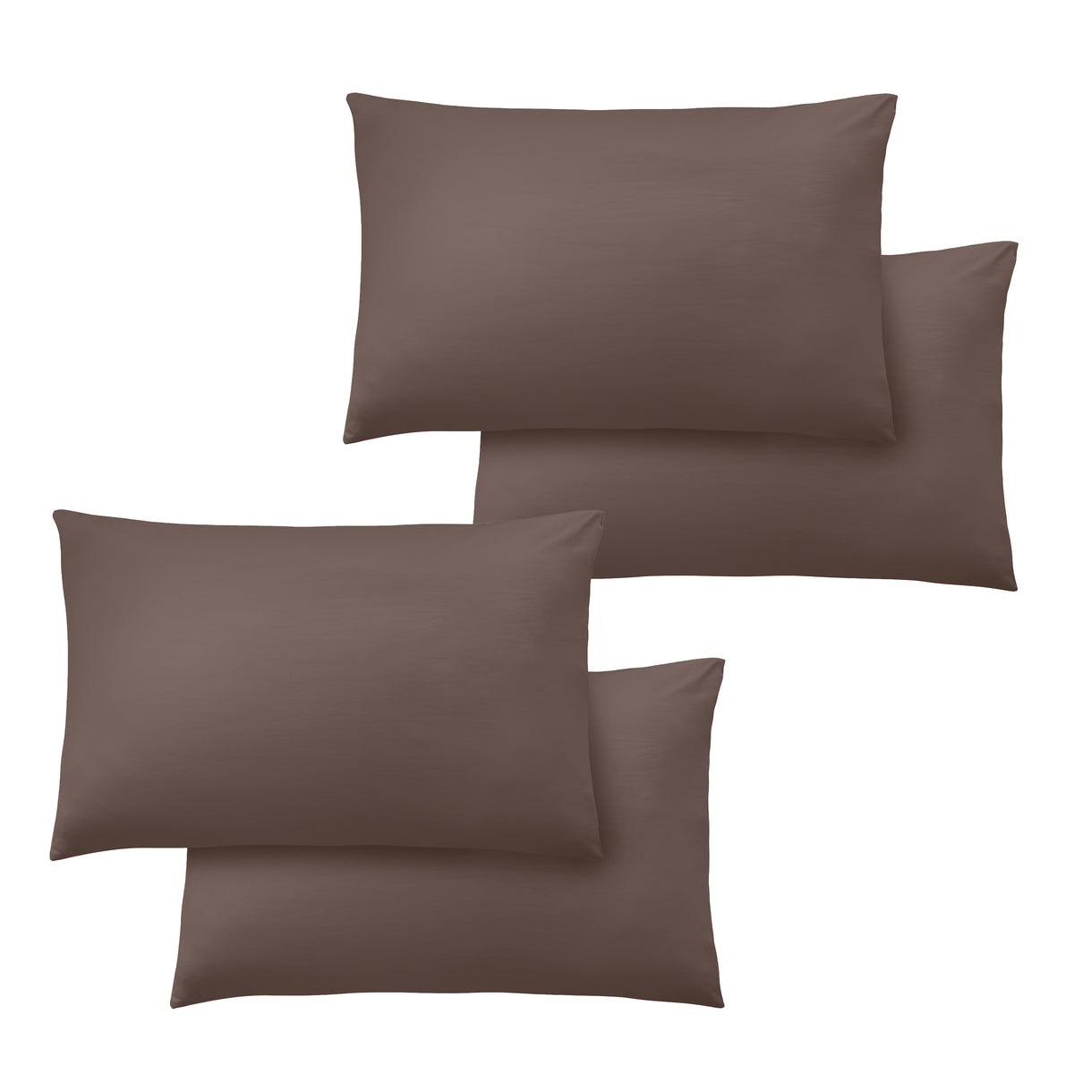 Catherine Lansfield So Soft Non Iron 4 Pack of Housewife Pillowcases Chocolate