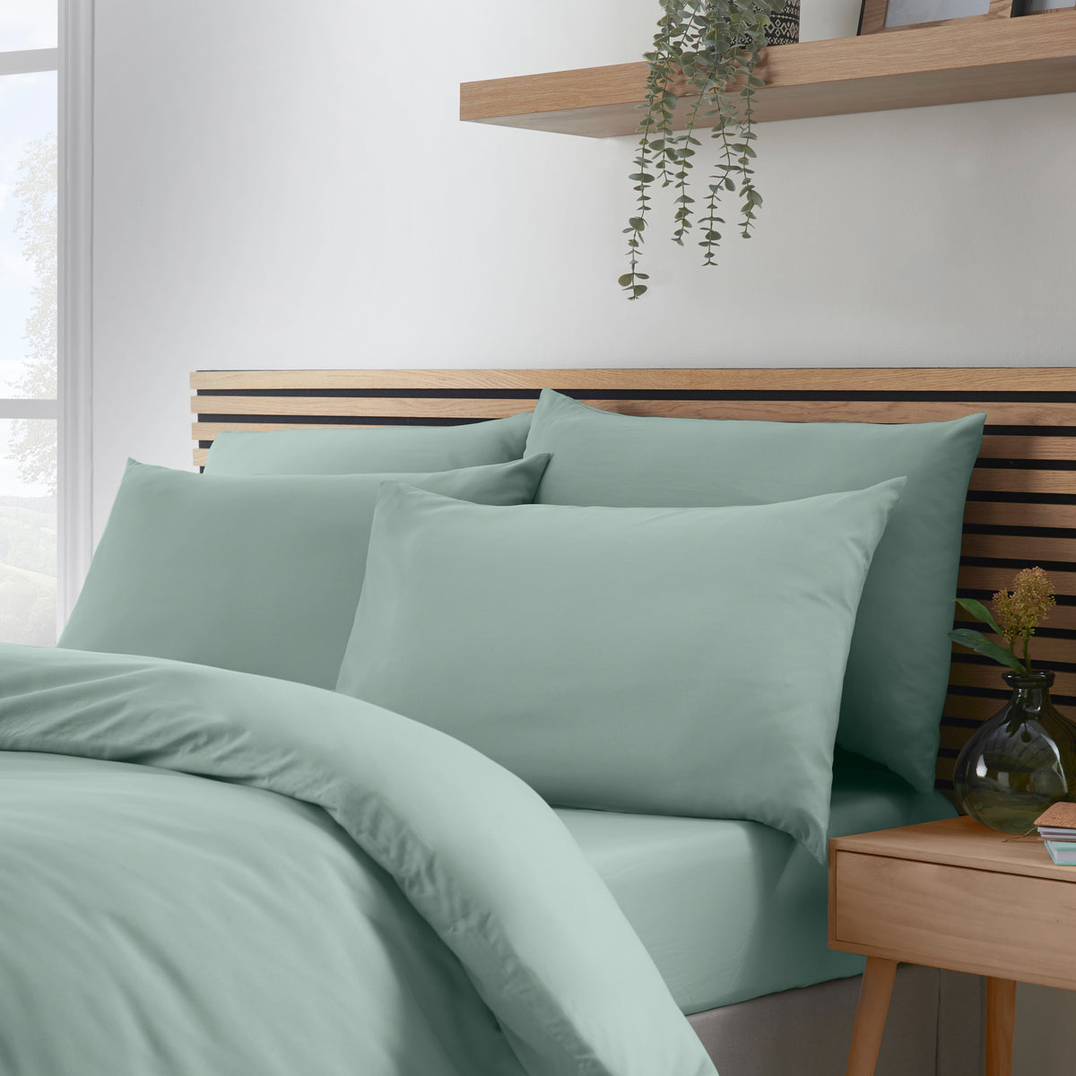 Catherine Lansfield So Soft Non-Iron Four Housewife Pillowcases Green
