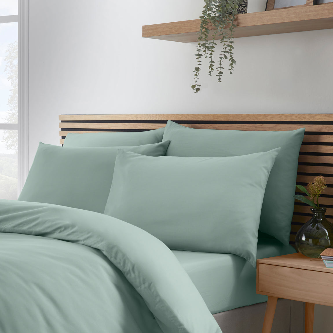 Catherine Lansfield So Soft Non-Iron Four Housewife Pillowcases Green