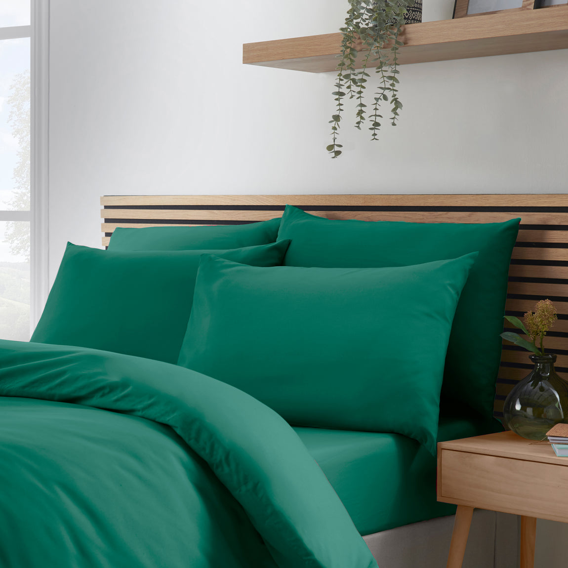 Catherine Lansfield So Soft Non-Iron Four Housewife Pillowcases Teal Green