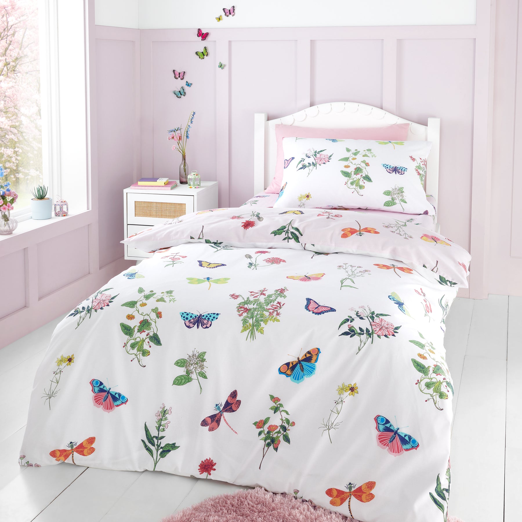 The Royal Horticultural Society Butterfly Garden Bedding Set Pink