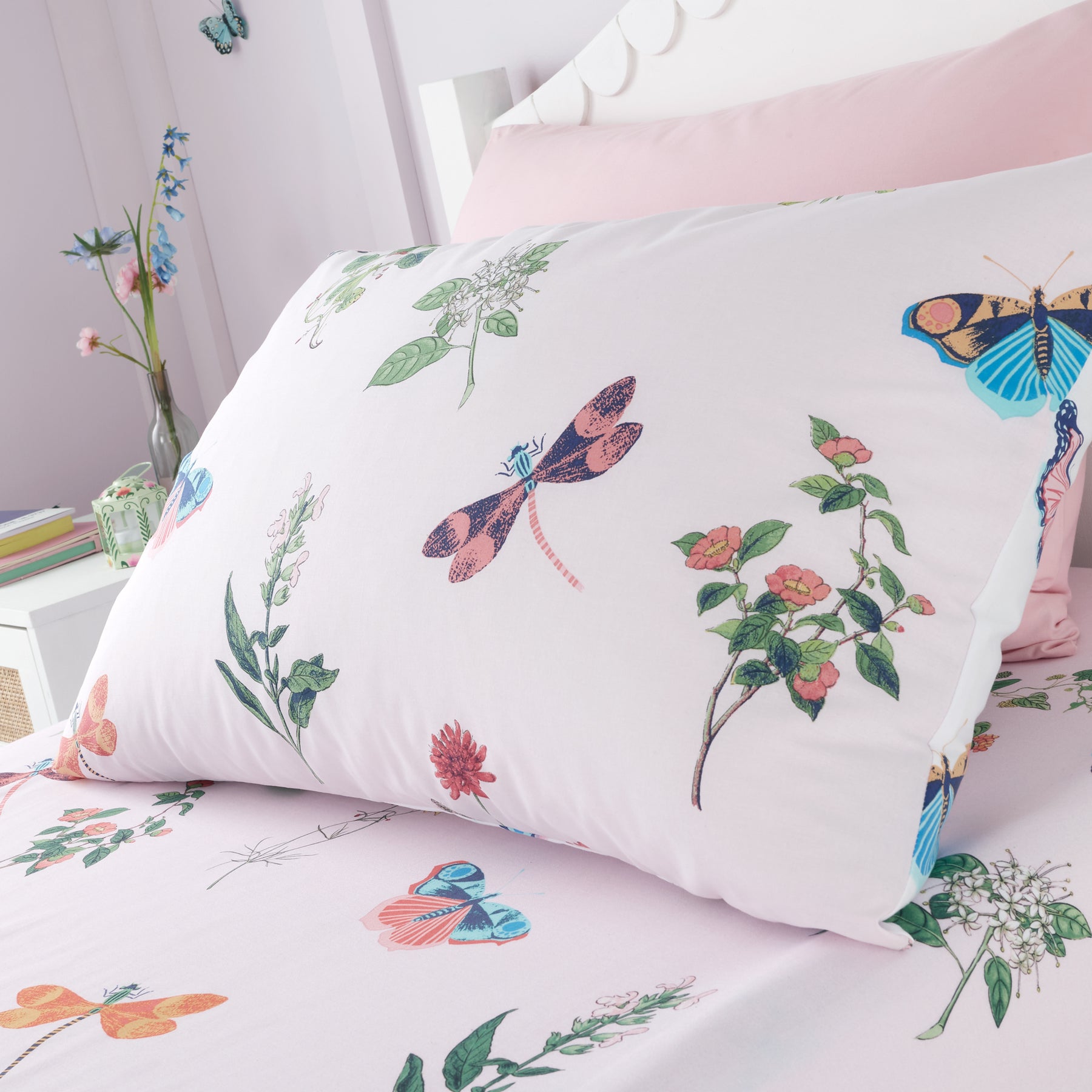 The Royal Horticultural Society Butterfly Garden Bedding Set Pink