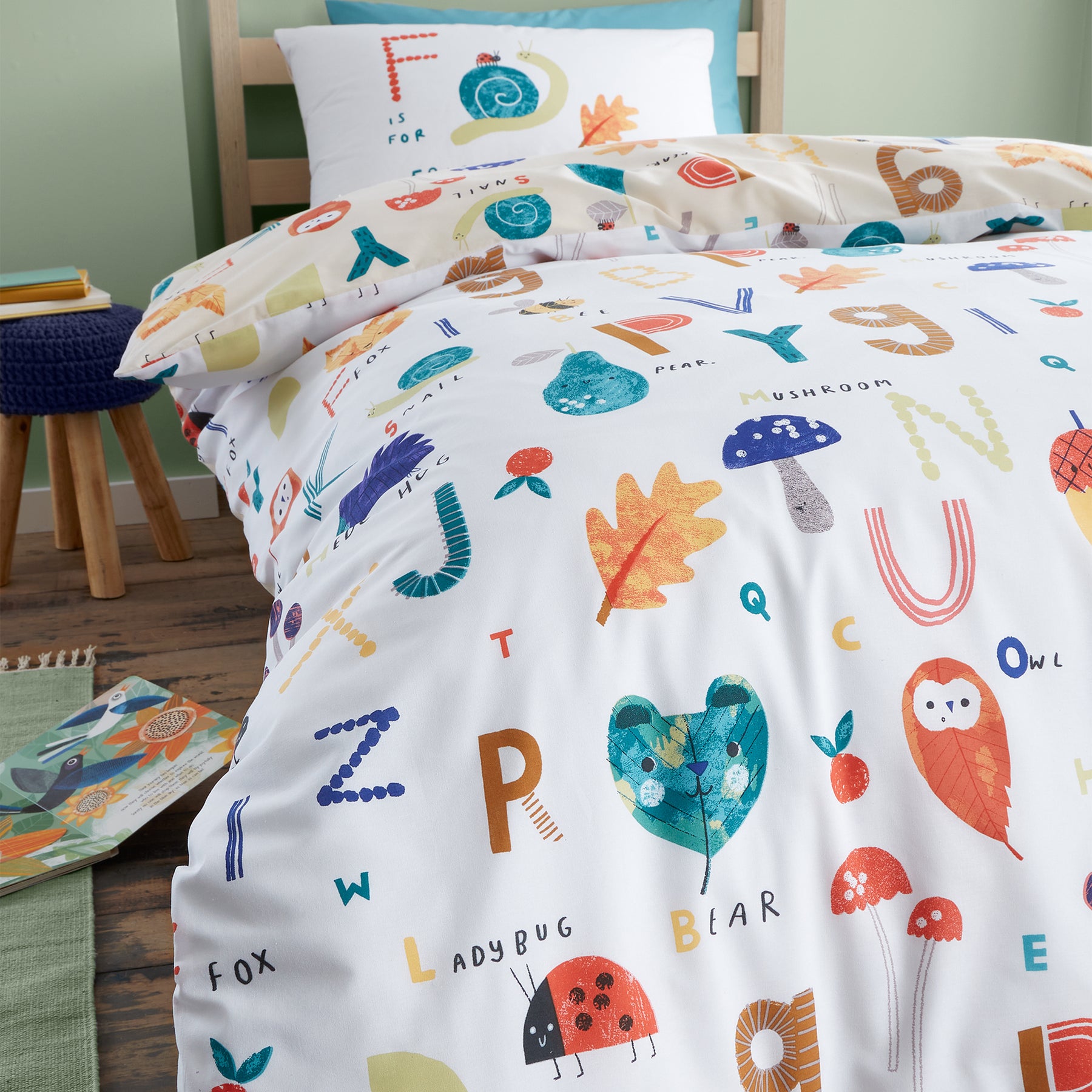 The Royal Horticultural Society Woodland Alphabet Bedding Set White
