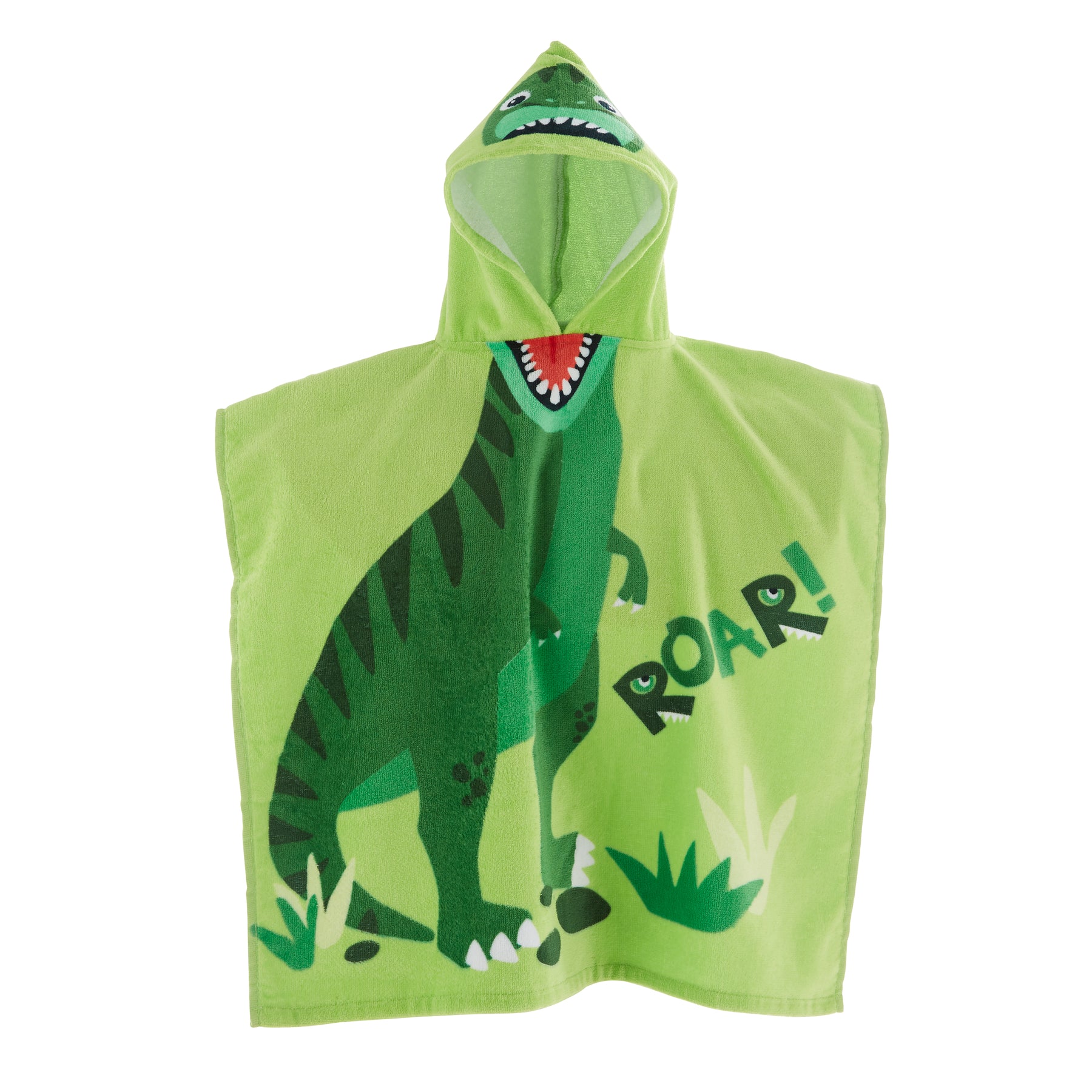 Catherine Lansfield Dinosaur 60cm x 120cm Hooded Poncho Towel Green