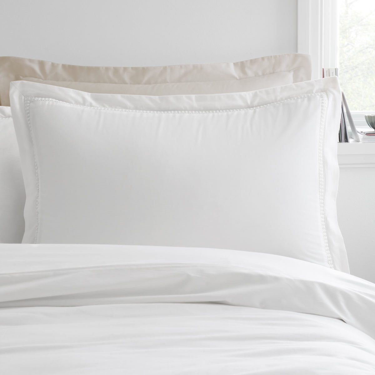 Bianca Oxford Lace Trim Duvet Cover Bedding Set White