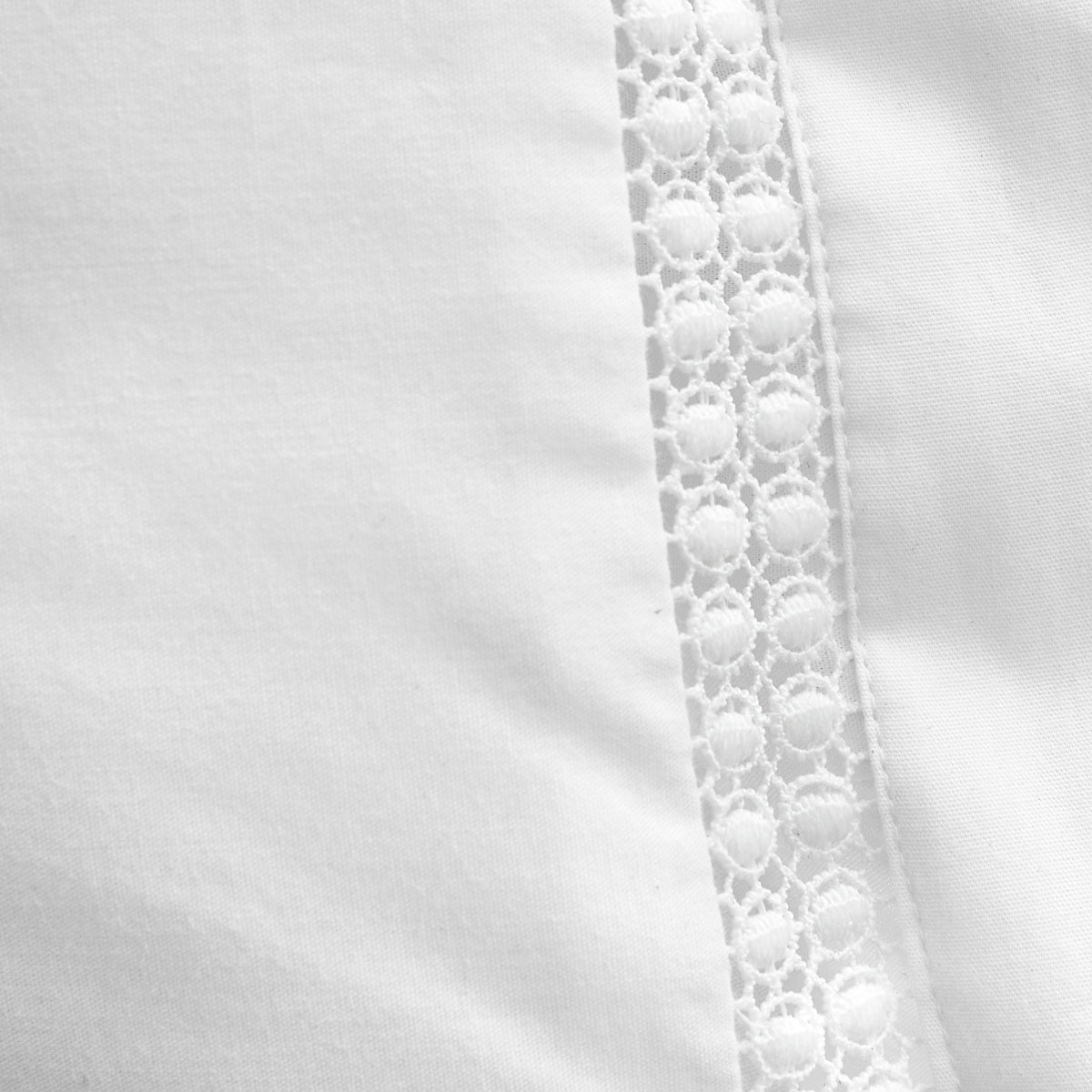 Bianca Oxford Lace Trim Duvet Cover Bedding Set White
