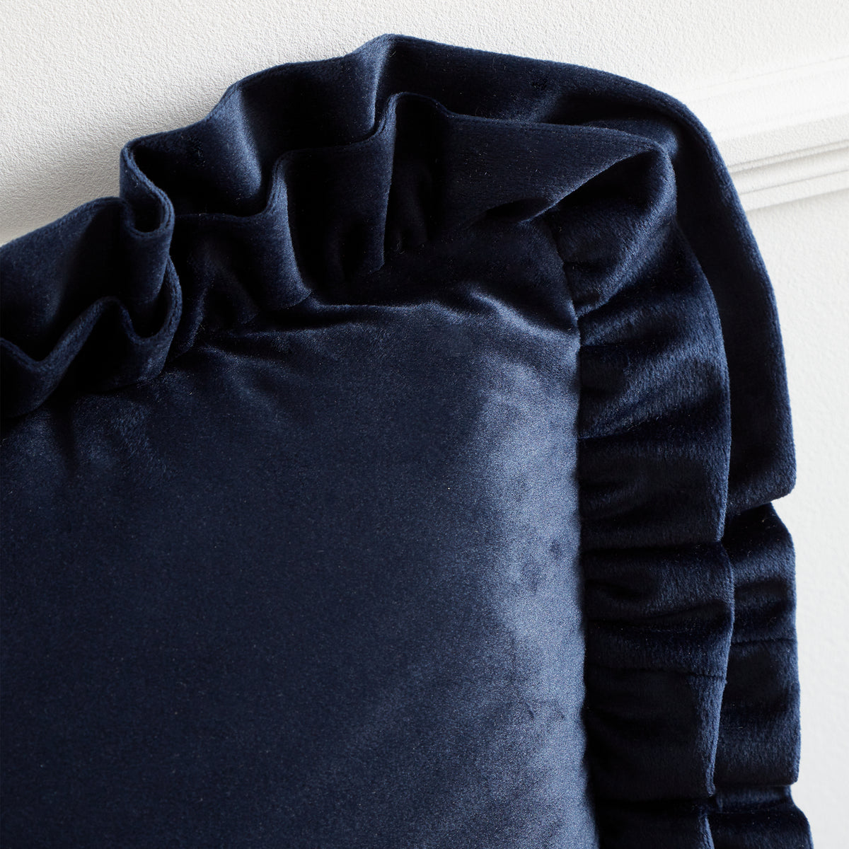 Catherine Lansfield So Soft Velvet Touch Double Frill Filled Cushion 43cm x 43cm Navy
