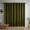 Catherine Lansfield Wilson Velvet Thermal Ready Made Eyelet Blackout Curtains Olive