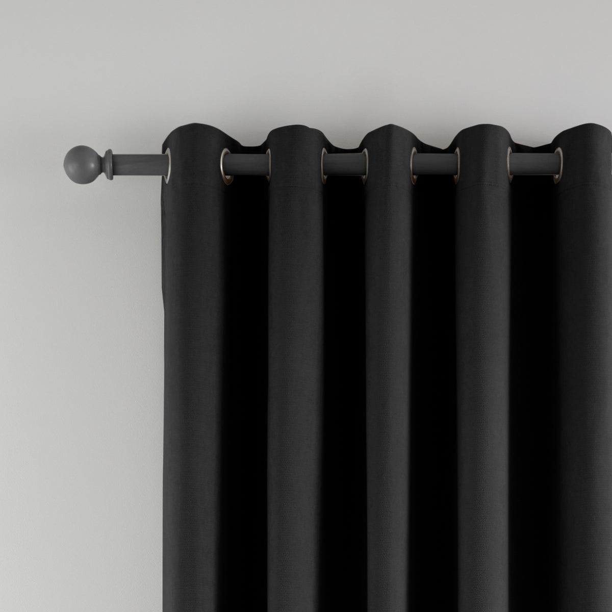 Catherine Lansfield Wilson Velvet Thermal Ready Made Eyelet Door Curtain Black