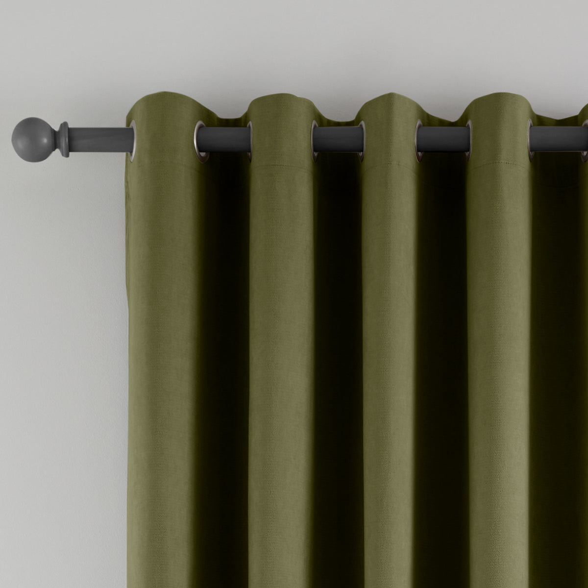 Catherine Lansfield Wilson Velvet Thermal Ready Made Eyelet Door Curtain Olive