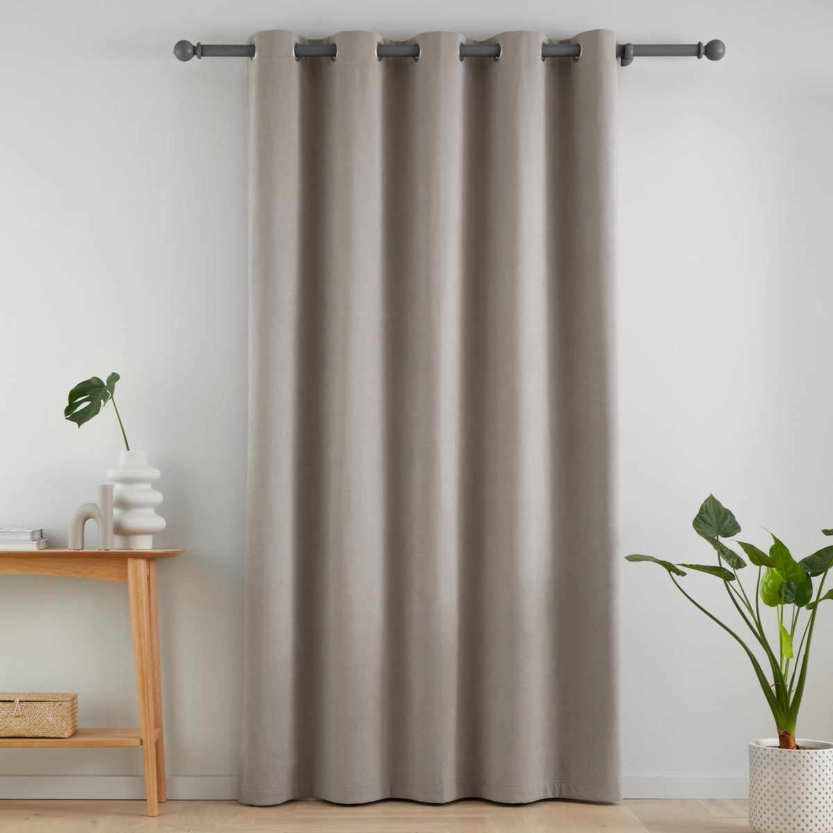 Catherine Lansfield Wilson Velvet Thermal Ready Made Eyelet Door Curtain Grey