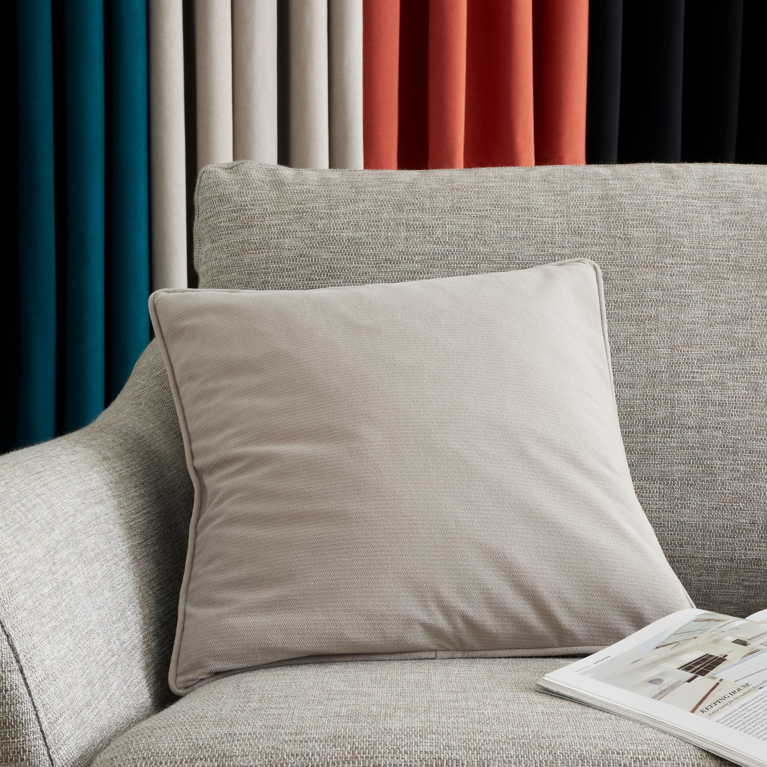 Catherine Lansfield Wilson Velvet Filled Cushion 45cm x 45cm Grey
