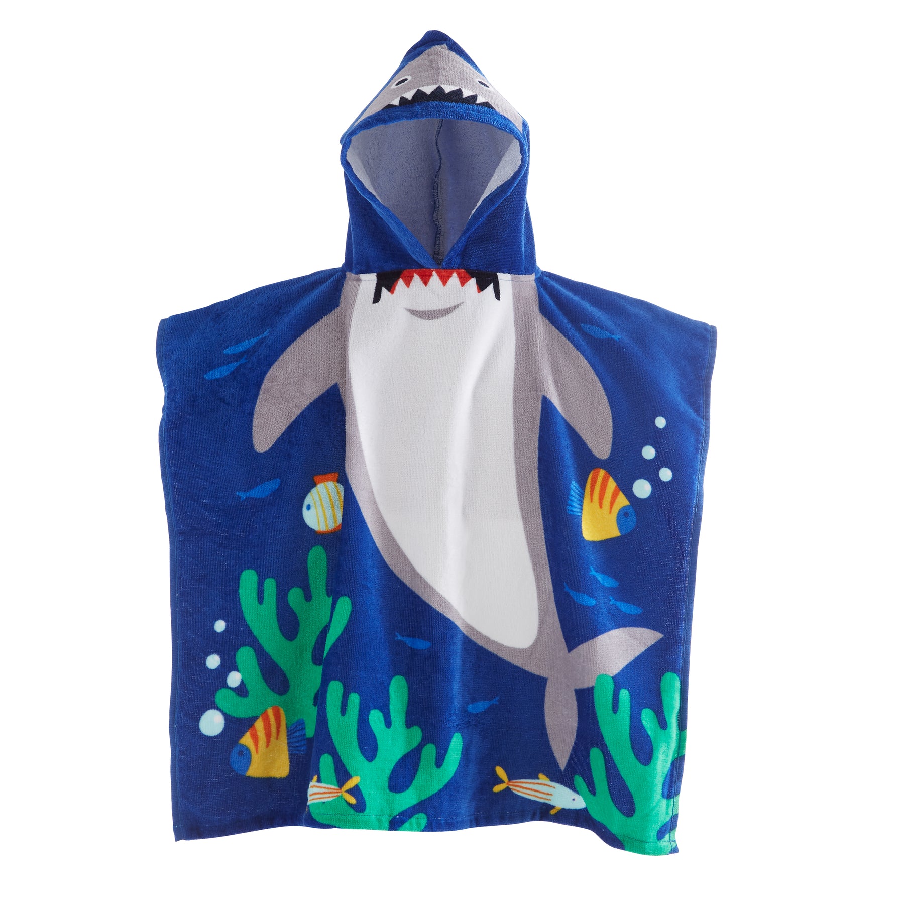 Catherine Lansfield Shark 60cm x 120cm Hooded Poncho Towel Blue