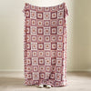 Catherine Lansfield Crochet Print 130cm x 170cm Throw Pink
