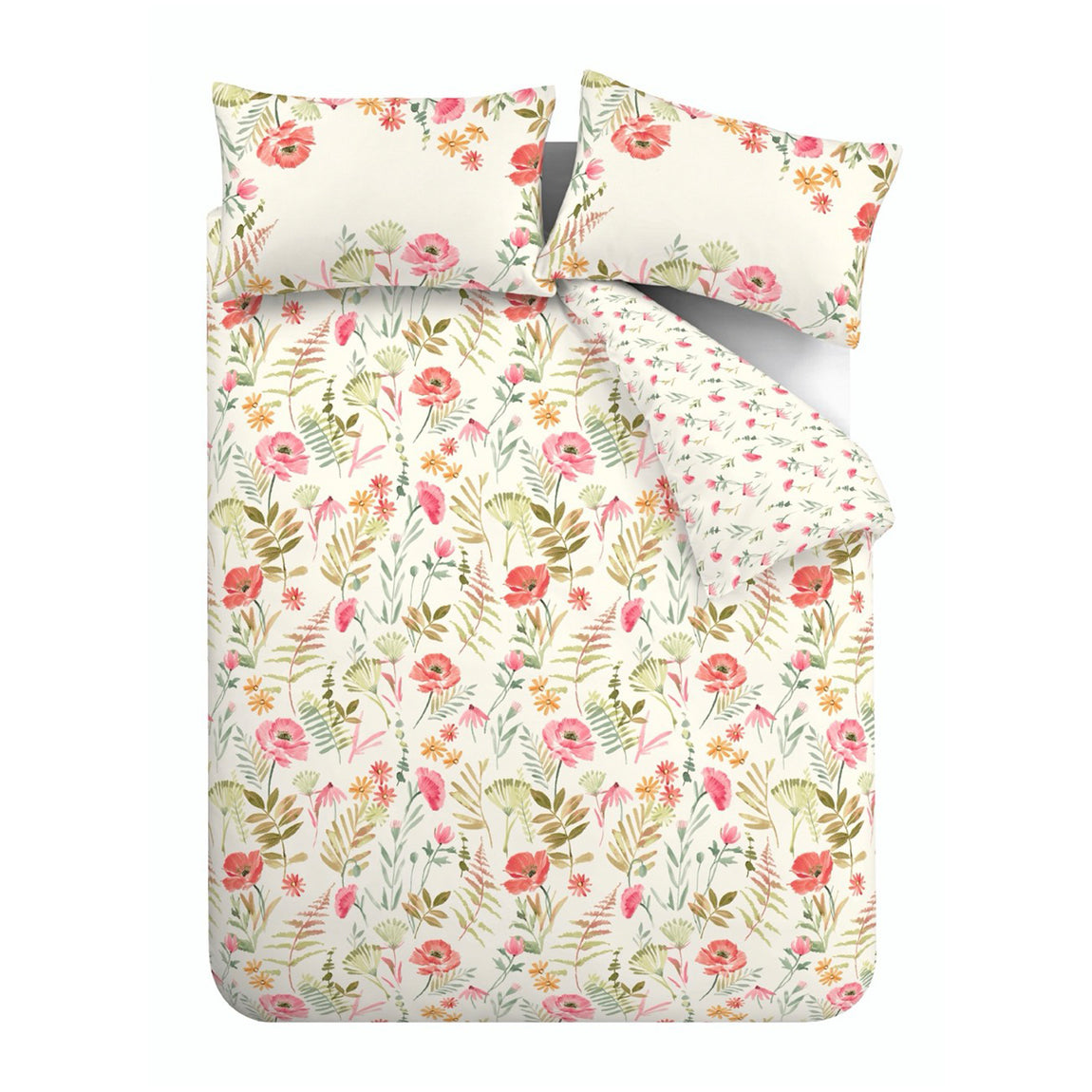 Catherine Lansfield Ella Poppy Duvet Cover Bedding Set Cream
