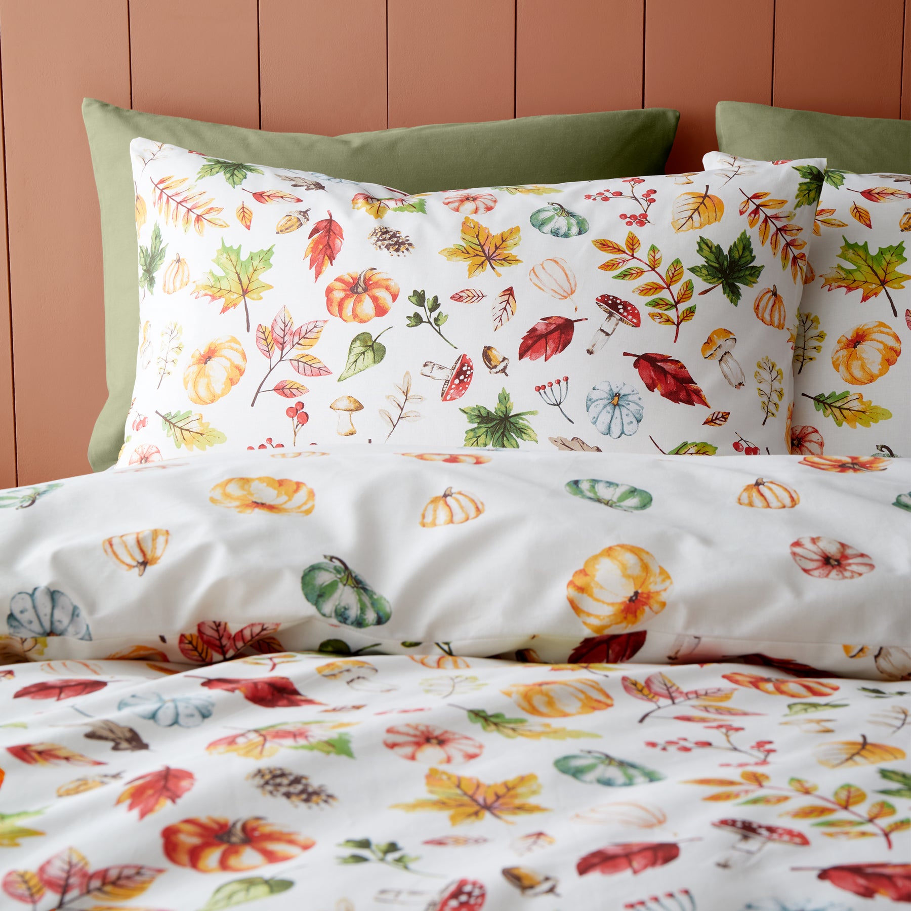 Catherine Lansfield Autumn Pumpkins Duvet Cover Bedding Set Orange