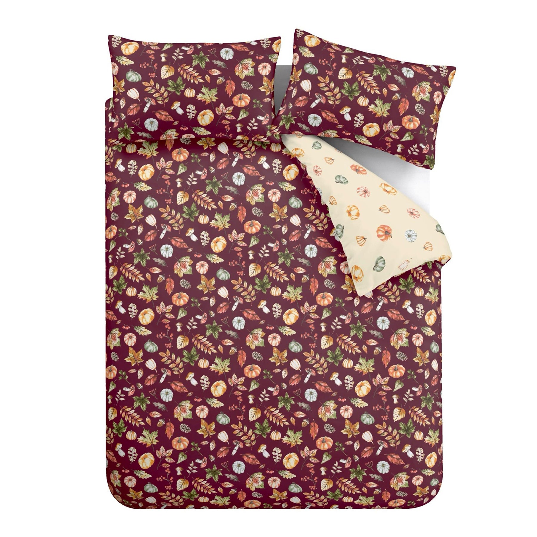 Catherine Lansfield Autumn Pumpkins Duvet Cover Bedding Set Plum