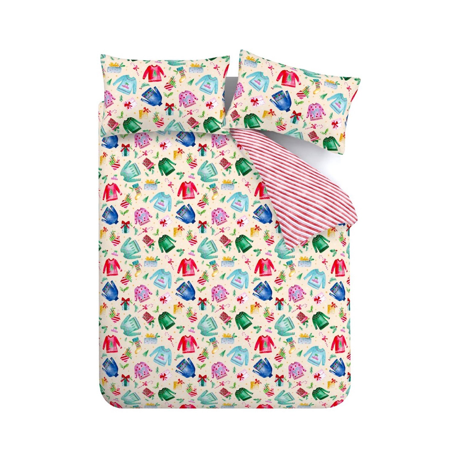 Catherine Lansfield Jolly Jumpers Duvet Cover Bedding Set Cream