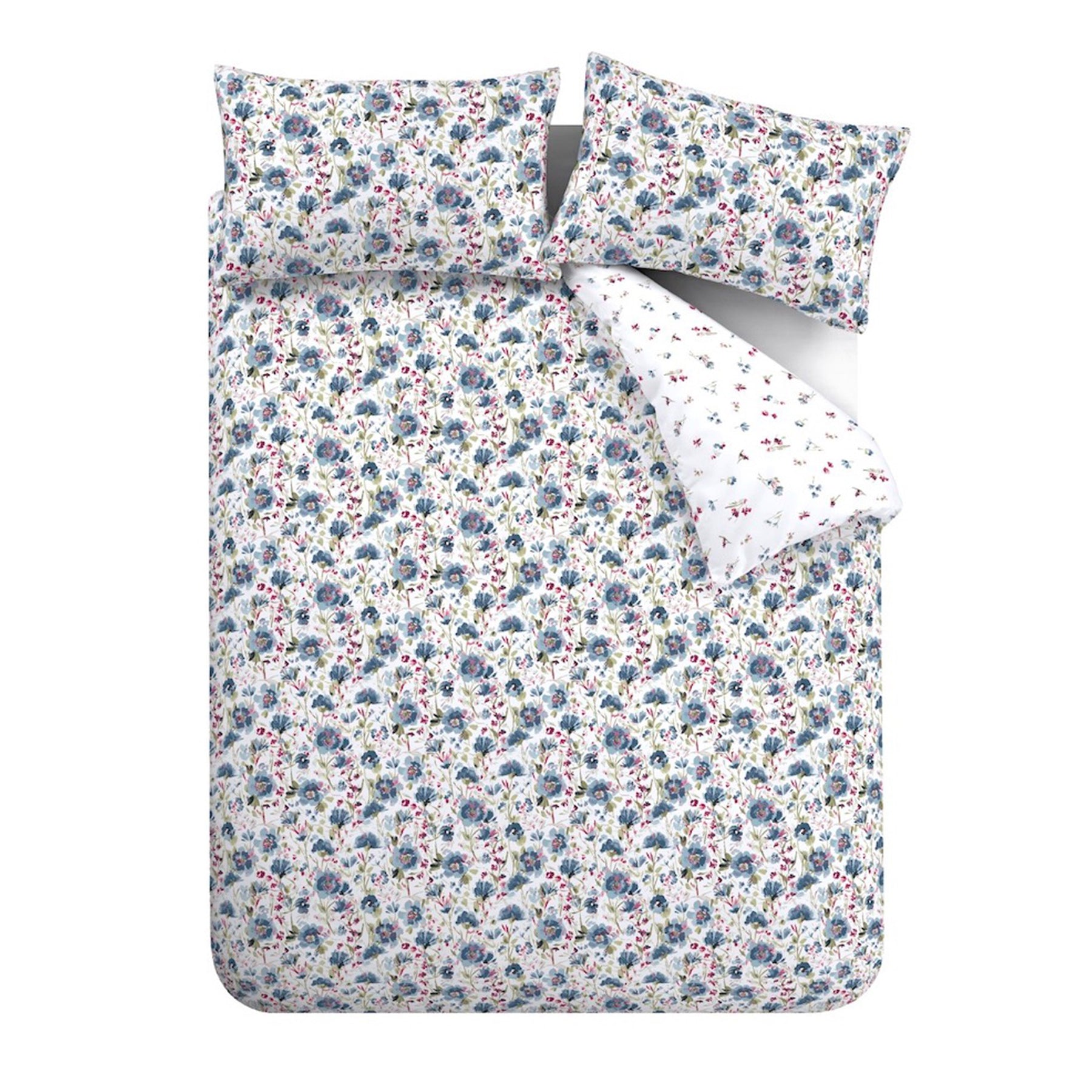 Bianca Brushed Ophelia Floral Duvet Cover Bedding Set Blue