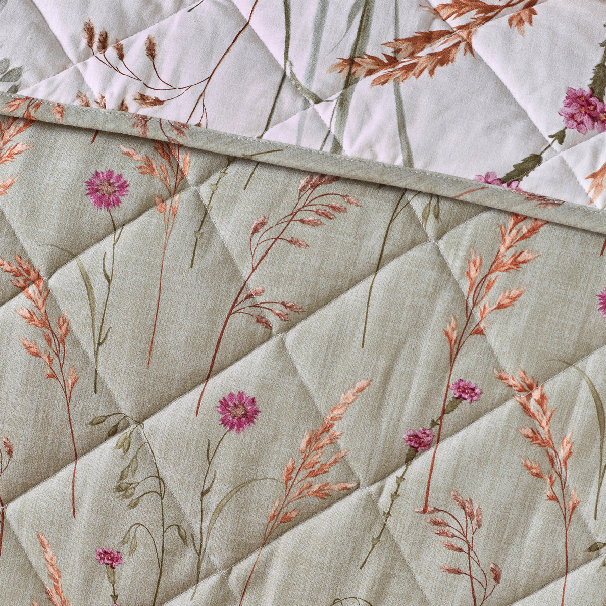 Catherine Lansfield Brushed Grasmere Floral 200cmx220cm Bedspread Green